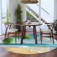 thumbnail image 4 of Summer Beach 8ft Round Rug, Coastal Ocean Tropical Palm Trees Non-Skid Rubber Backing Large Area Rugs - Living Room Bedroom Home Office, Indoor Floor Mat Carpets Washable Rug, 4 of 9