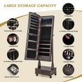thumbnail image 6 of Gymax Rolling Jewelry Cabinet Armoire Full Length LED Mirror Lockable w/ Drawer Brown, 6 of 10