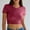 #250410A1 Wine, variant on Aloohaidyvio Shorts for Women No Boundaries Shorts Sleeve Crop Tops Summer Round Neck Slim Fitted Basic T Shirts