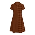 thumbnail image 7 of Horkkom Midi Dresses for Women V Neck Short Sleeve Shirt Dresses Summer Plaid Print Casual Dresses XXL, 7 of 7