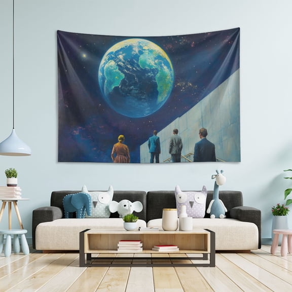 Yayeee Tapestry Wall Hanging for Bedroom 60" x 40" Living Room Home Wall Art Decor, Blue Planet