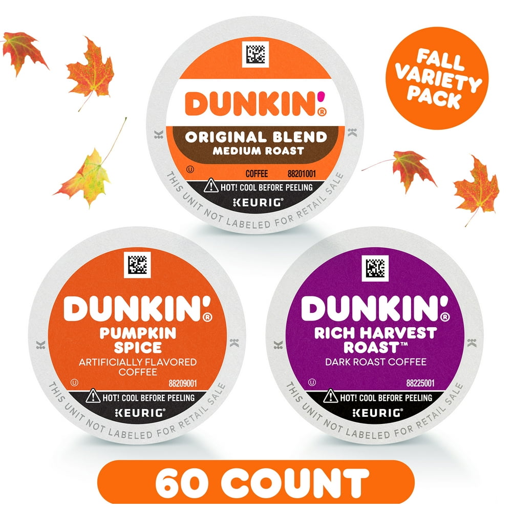 Dunkin’ Limited Edition Fall Coffee KCup Variety Pack, 3 Flavors, 60 K