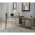 thumbnail image 2 of L-Shaped Computer Desk 65" Gray Oak &amp; Black - Rustic Wood Writing Desk with Storage Cabinet, Metal Frame for Home Office. Corner Workspace Solution., 2 of 5