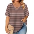 thumbnail image 2 of Tops de Manga Corta de Tamaño Más de las Mujeres, Blusas de Cuello en V Impresas de Verano de Moda para Uso Casual, Diario Y de Fiesta, 2 of 8