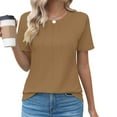 thumbnail image 2 of Loopsun Plus Size Womens Tops, T Shirts for Women, Women's Round Neck Fashionable Casual Short Sleeve Summer Top Brown L, 2 of 4