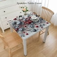 thumbnail image 2 of nygtbtfer Love Tablecloth Fitted Table Cover for Tables Wipeable Elastic Table Cloth for Outdoor Picnic Camping Dining Party, Silver Eucalyptus Leaves Simple White, 2 of 7