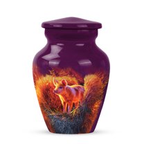 Pig Funeral Cremation Urns For Adults Male And Female - Small Keepsake Urns For Human Ashes Adult Man And Woman - Tiny Memorial Urn For Human Ashes, Purple Urn For Mom And Dad, 3 Inch
