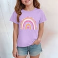 thumbnail image 2 of Sgkm Graphic Shirts for Teens Cute Rainbow Print Toddler Shirts Girls Plus Size Workout Clothes Light Purple 7-8 Years, 2 of 4