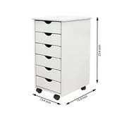 Adeptus Original Roll Cart, Solid Wood, 6 Drawer Roll Cart, White (13.4 L x 15.4 W x 25.4 H)