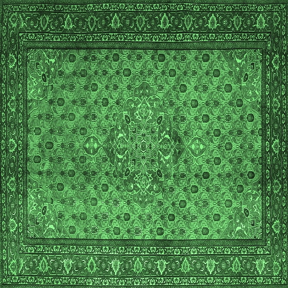 Ahgly Company Indoor Square Persian Emerald Green Traditional Area Rugs, 3' Square