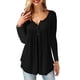thumbnail image 1 of Blusa de mujer con cuello en V, botones y tapeta, estilo túnica lisa, manga larga, 1 of 4