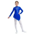 thumbnail image 3 of iixpin Girls Gymnastics Leotard Dress Irregular Figure Ice Skating Dresses Outfit Lyrical Ballet Dancewear Blue 10, 3 of 6