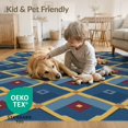 thumbnail image 4 of ODIKA 4'x6' Navy Gold Geometric Diamond Pattern Washable Area Rug Mid-Century Inspired Modern Design for Home Office, Under Desk, Non-Slip Chair-Friendly, Flatwoven, 4 of 7