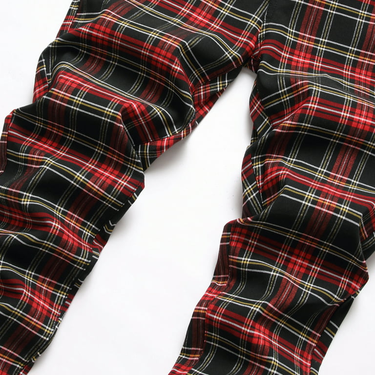 Cargo Pants for Men Men's Fashion Casual Plaid Printed Trousers High  Elasticity Large Size Slim Fitting Pants Trousers Full Lengrh Pants Mens  Pants