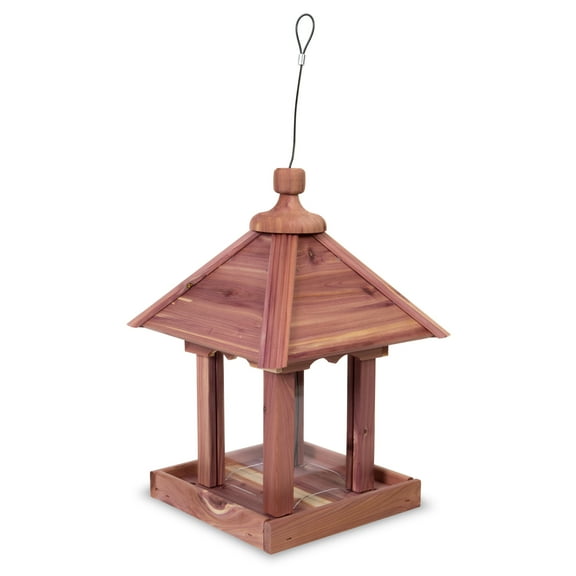 Pennington Red Cedar Jr. Pavilion Wild Bird Hopper Feeder, 2.5 lb. Capacity, 13.75 Inch Tall