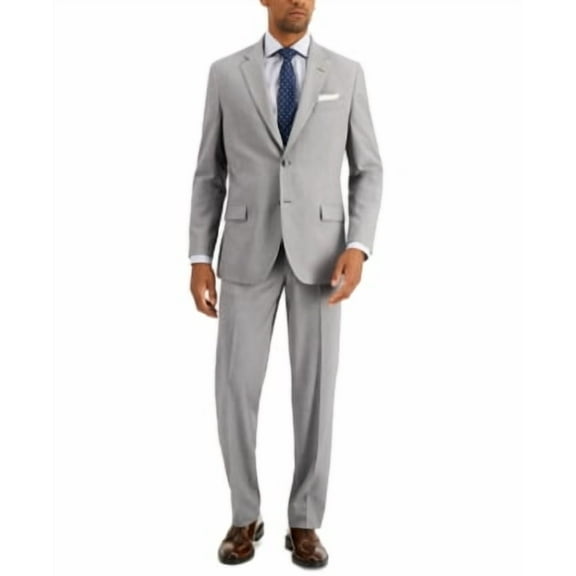 Nautica Mens Modern fit 2 Piece Suit 44 R / 38 Waist Light Grey Solid Stretch