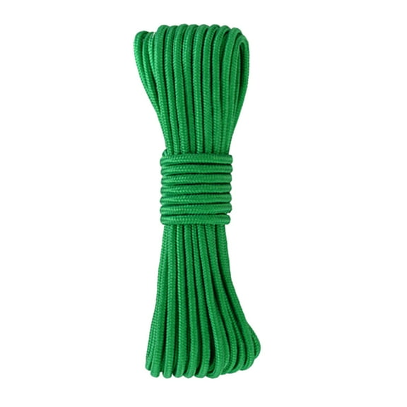ROMANSENTIAL 1Pcs 30m 6mm Green Nylon Rope for Climbing Weatherproof High Strength