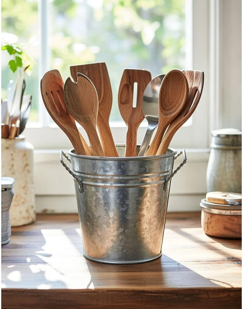 3 Pack of Galvanized Planters 5" Dia x 4.5" H Durable Metal Plant Pots for Floral Arrangements Indoor and Outdoor Gardening with Vintage-Inspired Charm Rustic