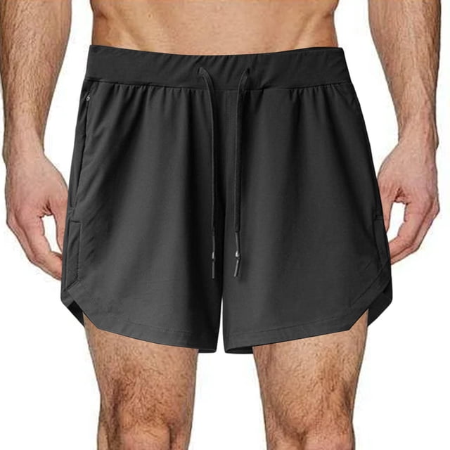 Pantanos cortos de entrenamiento para hombres ropa deportiva con bucle de toalla livianos para correr con bolsillos con cremallera para fitness Beach S
