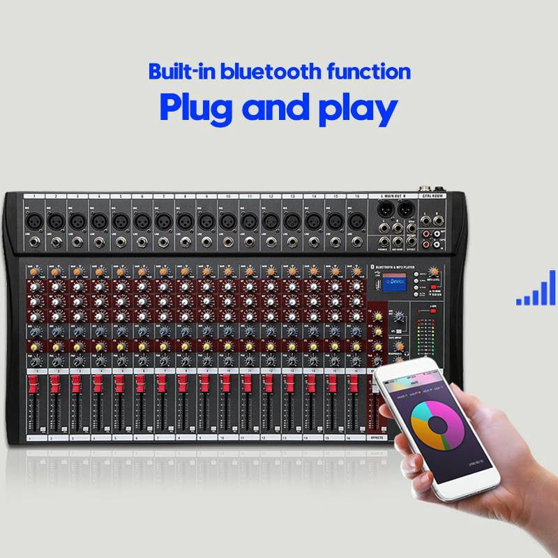 6/8/12 Channels Professional Studio Mixer bluetooth USB DJ Sound Mixing Console 48V Phantom Powers Monitor Amplifier ,Easy to Operate