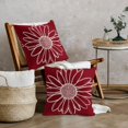 thumbnail image 4 of Burgundy Red Daisy Flower Pillow Covers 18x18 Inch Set of 2 Spring Summer Floral Bloom Decorative Throw Pillows Seasonal Cotton Linen Pillow Cases Farmhouse Home Decor For Cushion Couch Sofa Outdoor, 4 of 6