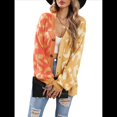 thumbnail image 1 of Cárdigan Holgado A Cuadros para Mujer, Abierto Al Frente, Suéteres Oversize con Gráficos Vintage, Abrigo de Punto A Cuadros. Amarillo L, 1 of 9