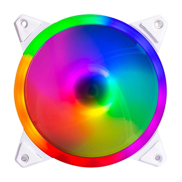 Ventilador Gamer Balam Rush EOLOX BLAZE EX30W 120mm LED Diseño Circular Borde LED Rainbow 1200RPM Blanco
