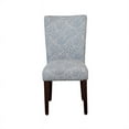 thumbnail image 4 of Wooden Parson Dining Chairs with Floral Patterned Fabric Upholstery, Blue and White, Set of Two, 4 of 5