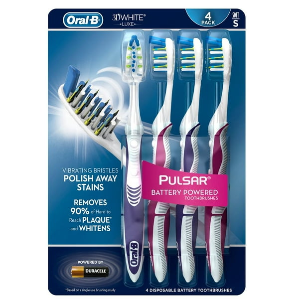 Oral B Pulsar 3D White, Soft or Medium Toothbrush, Battery Powered, 4