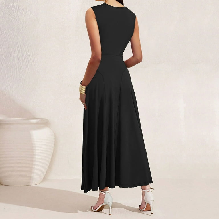 ZZwxWA Crossover Halter Cocktail Maxi Dress for Women Elegant Sleeveless  Swing A-Line Beach Vacation Formal Party Dress - Walmart.com