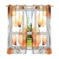 thumbnail image 2 of Orange Flower Semi Sheer Curtains for Living Room Bedroom Set of 2 Insulated Window Drapes, 2 of 6