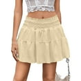 thumbnail image 4 of YABCSAZ Skirts for Women High Elastic Waist Short Skirt Ruffle Flowy Swing Tiered A-Line Mini Skirt 2025 Golf Skirts Tummy Control Athletic Tennis Skirt, 4 of 9