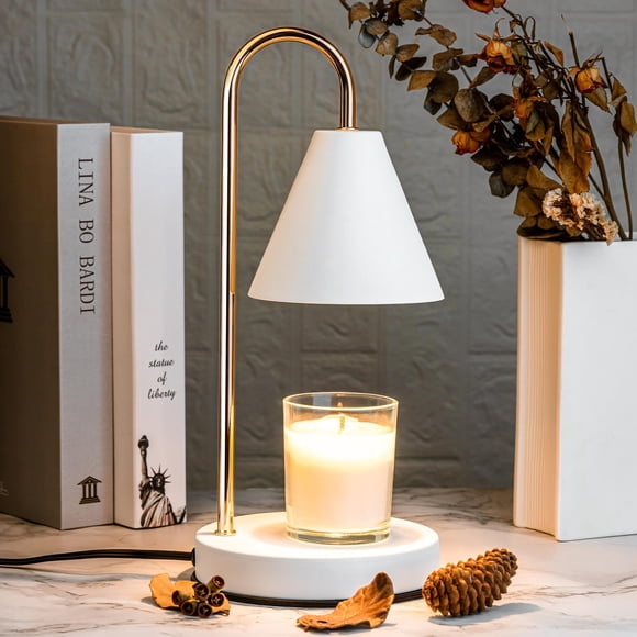 Lámpara eléctrica para calentar velas Marycele con temporizador y 2 bombillas, color blanco