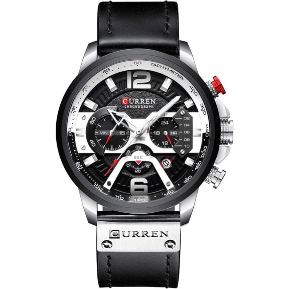Mens Luxury Watches Business Chronograph Dress Waterproof Leather Strap Analog Quartz Wrist Watch