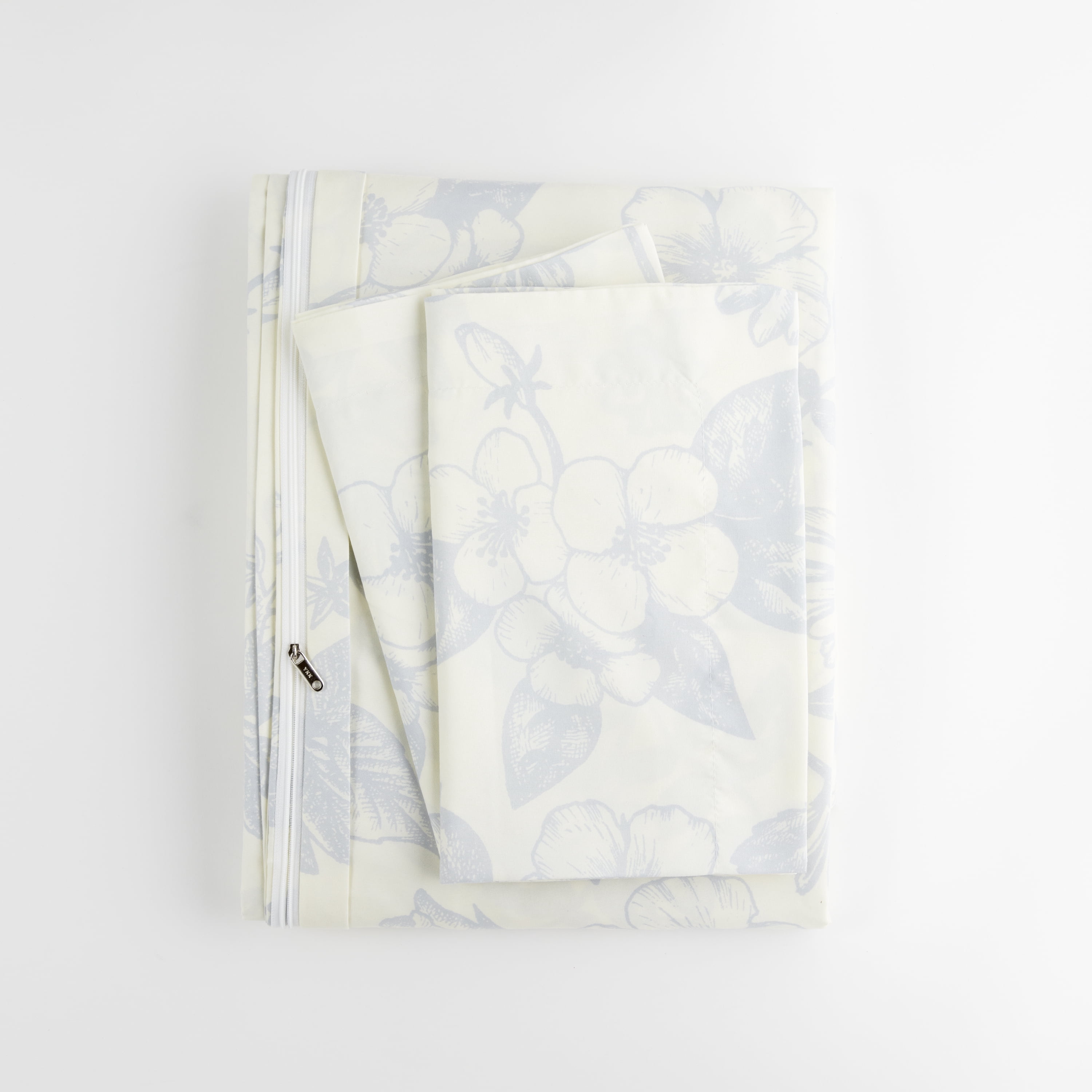 Noble Linens Light Blue Garden Pattern 3-Piece Duvet Cover Set, King/Calking