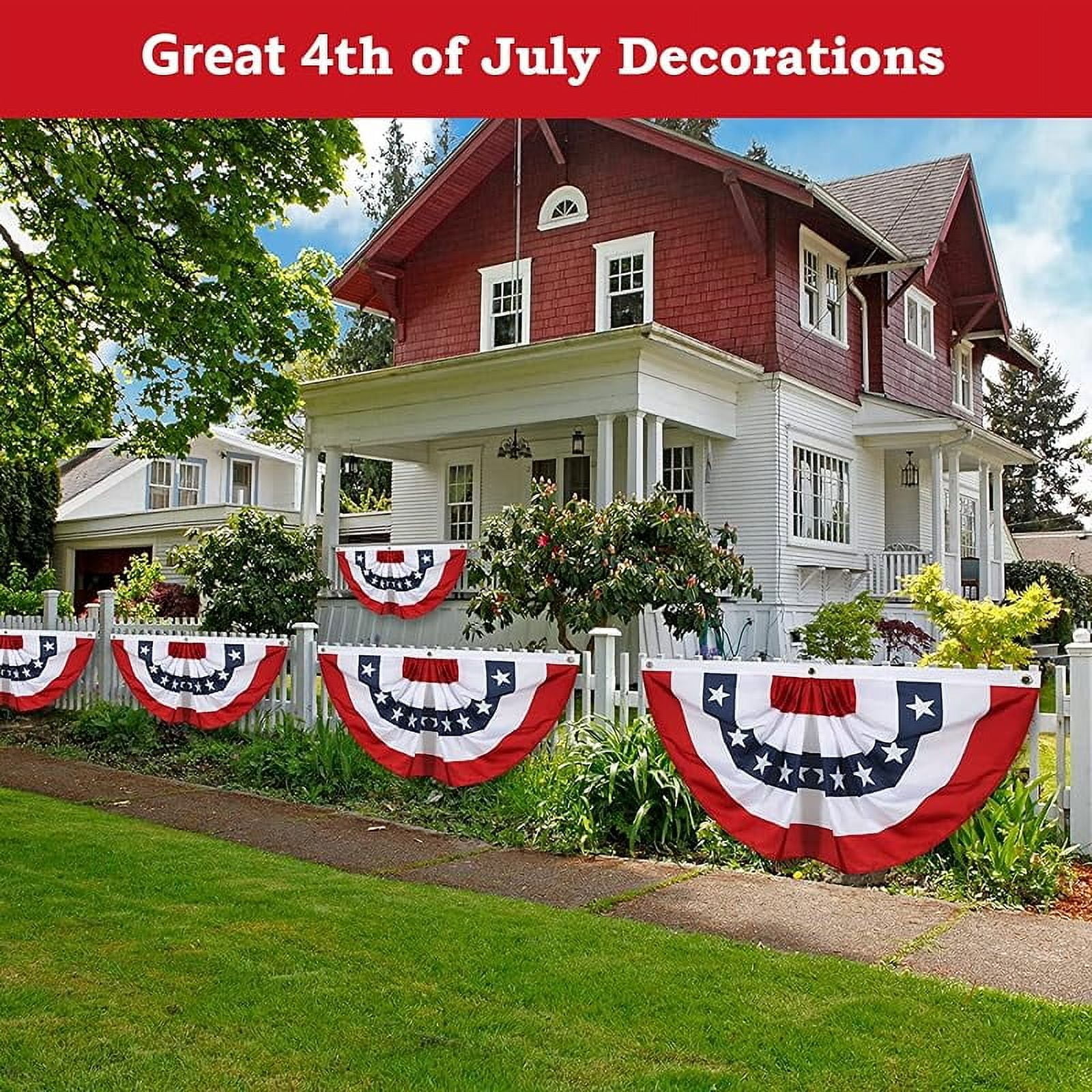2x4 Ft American Pleated Fan Flag, Patriotic Half Fan Bunting Flag, Indoor Outdoor for 4th of July Decoration Memorial Day (Set of 5)