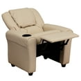 thumbnail image 6 of BizChair Contemporary Beige Vinyl Kids Recliner with Cup Holder and Headrest, 6 of 12