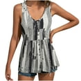 thumbnail image 2 of Wycnly Womens Tank Tops Elastic Waist Smocked Swing Tunic Vest Tops Summer Fashion Geometric Print V-Neck Sleeveless Shirts Blouse Black m, 2 of 5