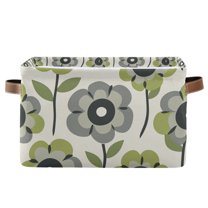 Yayeee Canvas Storage Basket with Handles for Shelves Fabric Bins Closet Organizer, Retro Flower