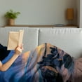 thumbnail image 3 of Sunset Soft Flannel Fleece Throw Blanket, Horizon Sky at the Beach with Rocks Surreal Tropical Serene Landscape, Cozy Plush for Indoor and Outdoor Use, 50" x 60", Royal Blue Marigold, by Ambesonne, 3 of 5