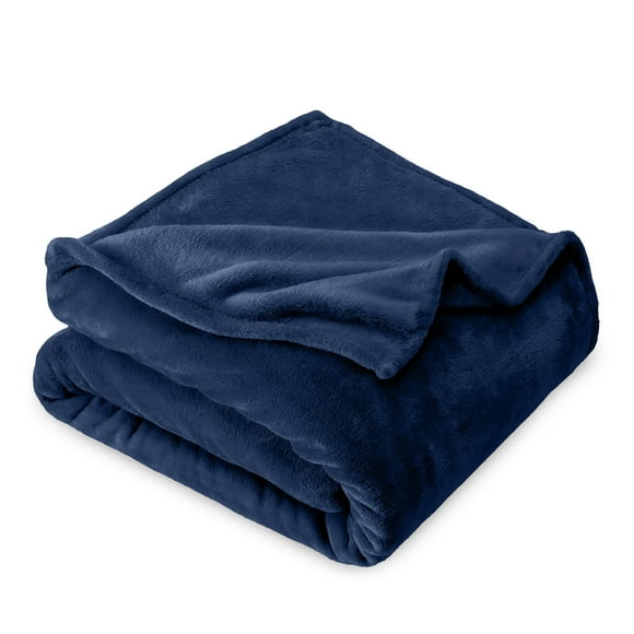 Bare Home Manta de Felpa de Microfibra 300 G/M², Microfibra Mullida, Suave y Afelpada, Tamaño Matrimonial/queen, Azul Oscuro