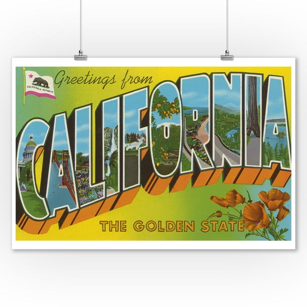 California The Golden State Large Letter Scenes 9x12 Art Print Wall Decor Travel Poster Walmart Com Walmart Com