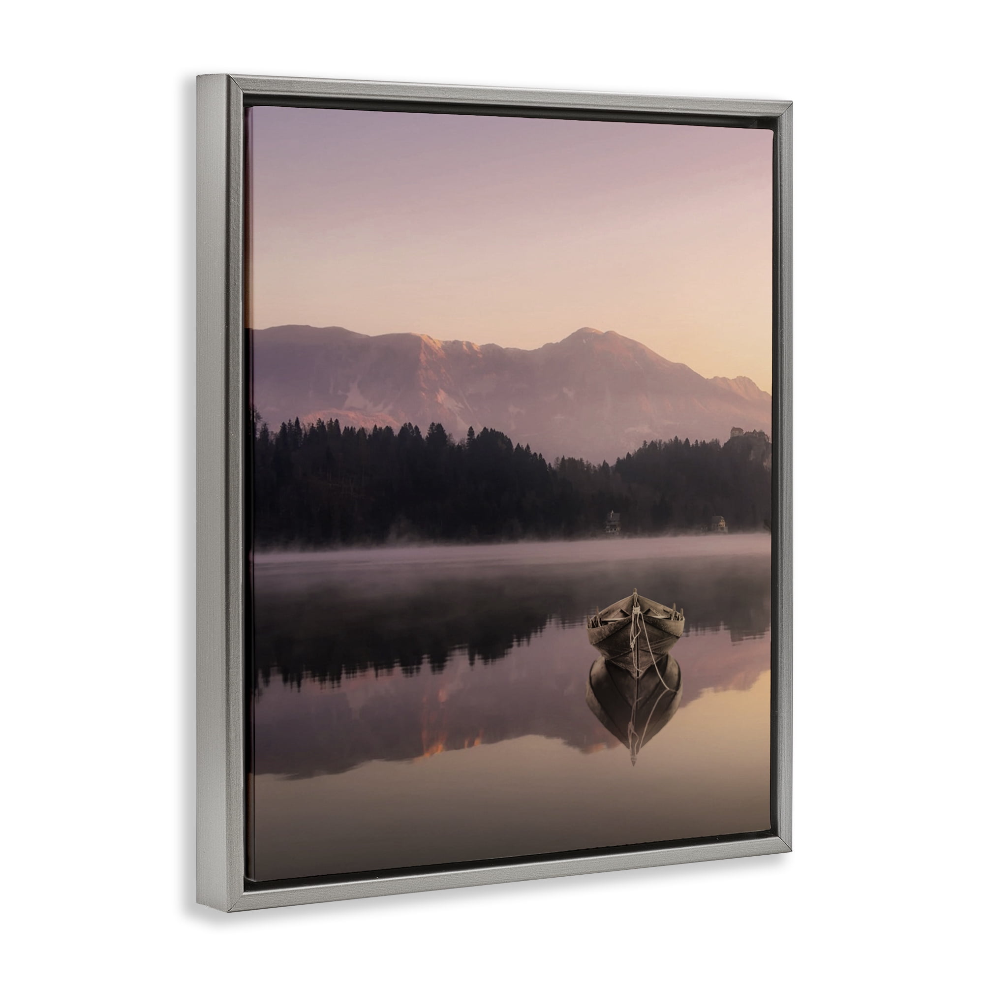 Stupell Industries Tranquil Lake Sunsets Gray Framed Floater Canvas Wall Art, design by Marcus Prime