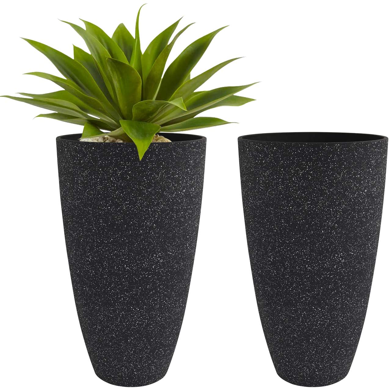Large Outdoor Tall Planters 20 inch Indoor Round Big Flower Tree Pot with Drainage, Set of 2