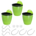 thumbnail image 1 of Unique Bargains 4 Inch Self Watering Plant Pot Hanging Planters with S Hooks, Green 3 Pack, 1 of 7