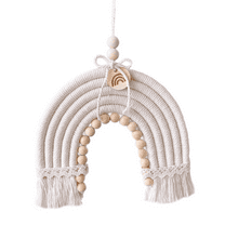 GQDIN Macrame Rainbow Wall Hanging – Boho Nursery Decor for Girls Room – Handmade Woven Rainbow Tapestry – Baby & Kids Bedroom Aesthetic Decor