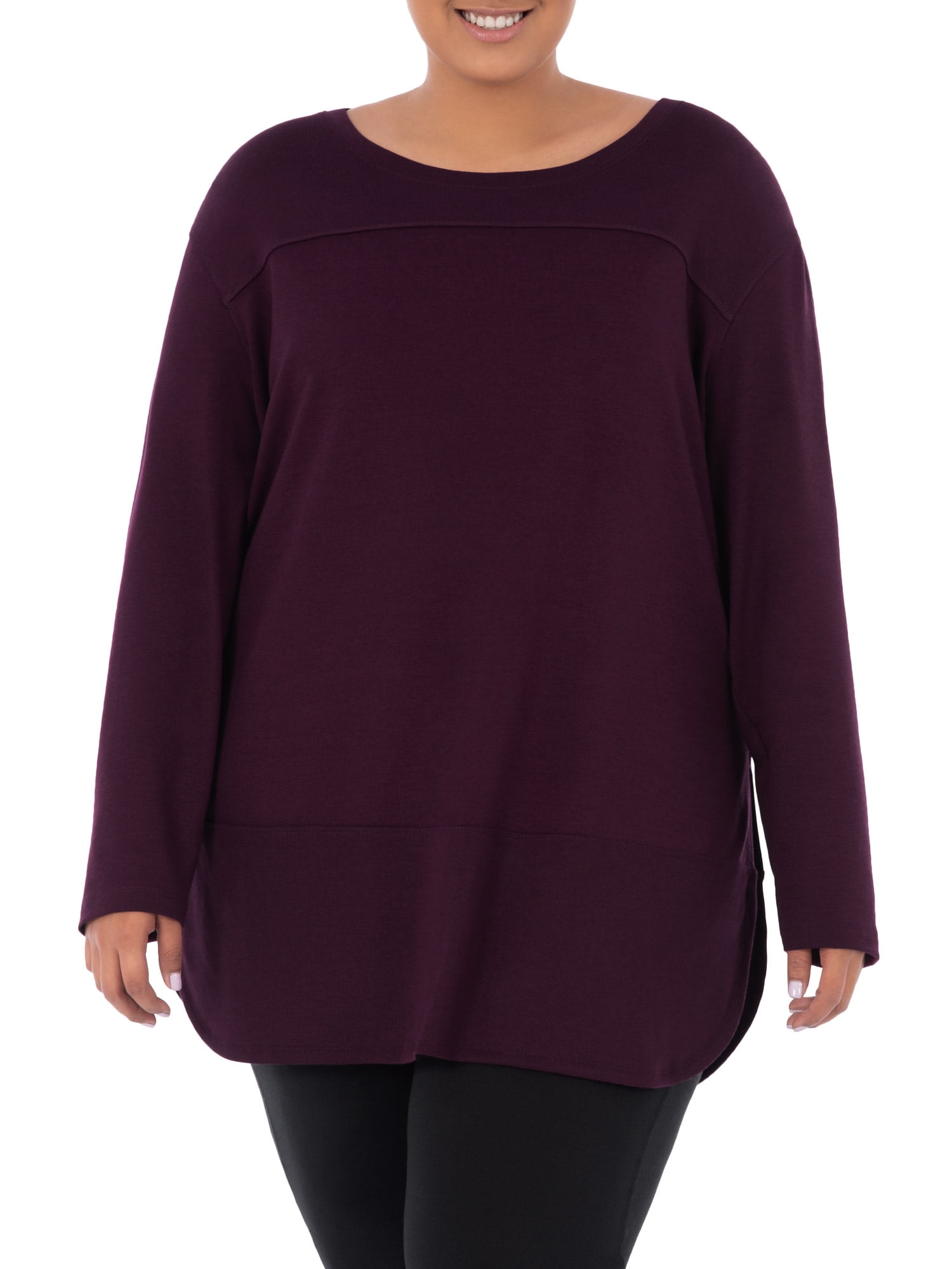 Terra & Sky Women's Plus Size Active Mixed Media Tunic Top