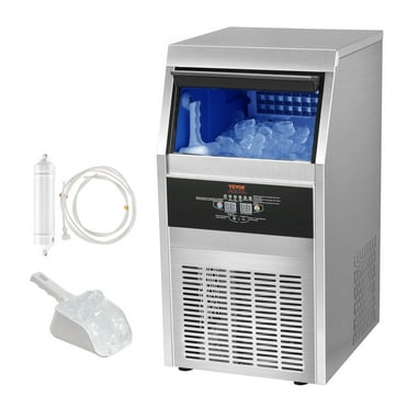 VEVOR 65lb/Day Ice Maker - 24lb Bin, Auto, Clear Ice, Stainless Steel