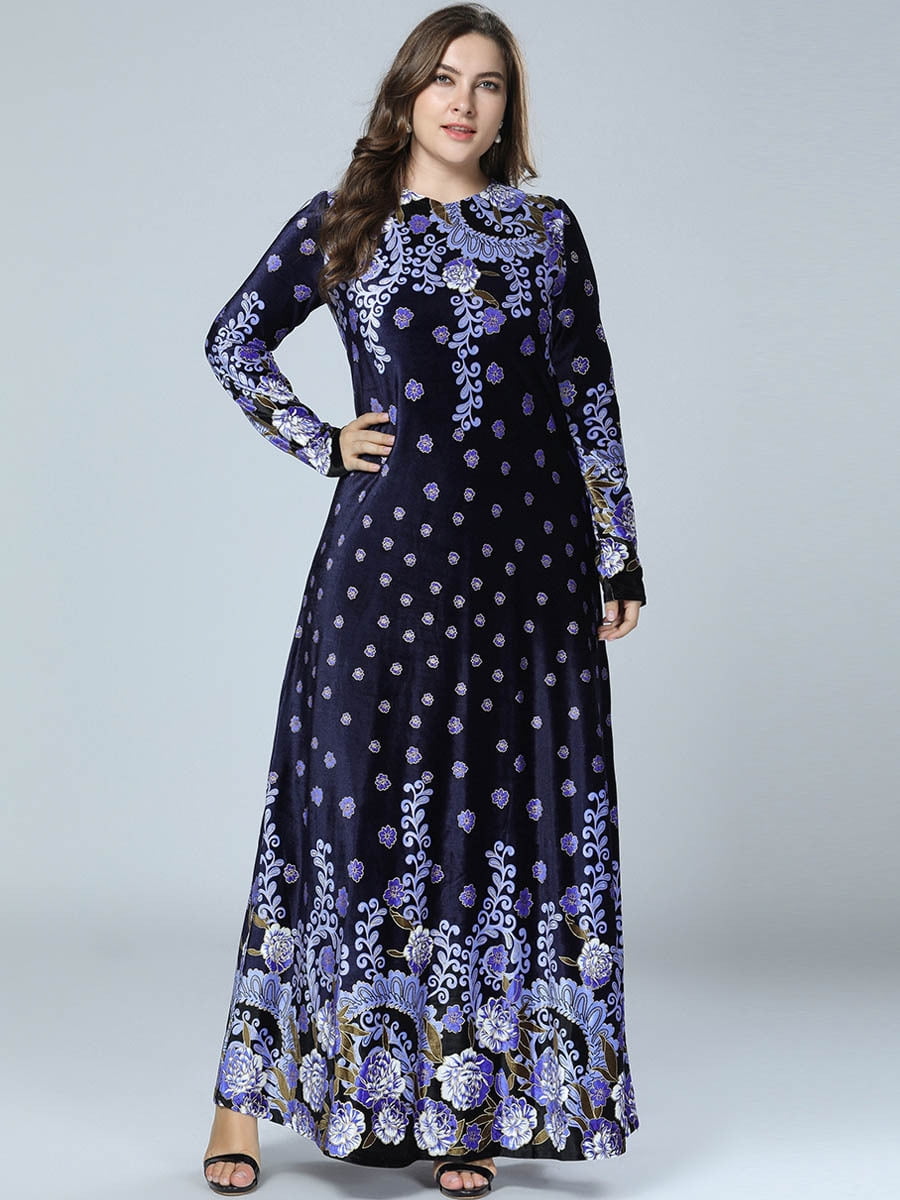 Arabic Dubai Muslim Print Dresses for Women 2022 Ramadan Eid Long Sleeve  Kaftan Female Maxi Dress Plus Size Party Vestidos Gift - AliExpress