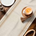 thumbnail image 4 of Tan Stripes Table Runner 120 Inches Long,Modern Minimalist Lines Grid Beige Cotton Linen Table Runners Dresser Scarves,Decorative Fabric Tabletop Scarf Furniture Cover for Home Dinner Party 13"x120", 4 of 9